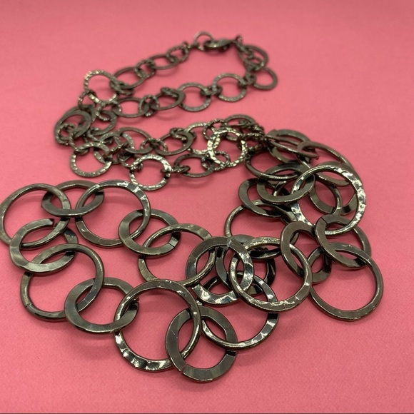 Gunmetal Link Long Necklace - Picture 4 of 9
